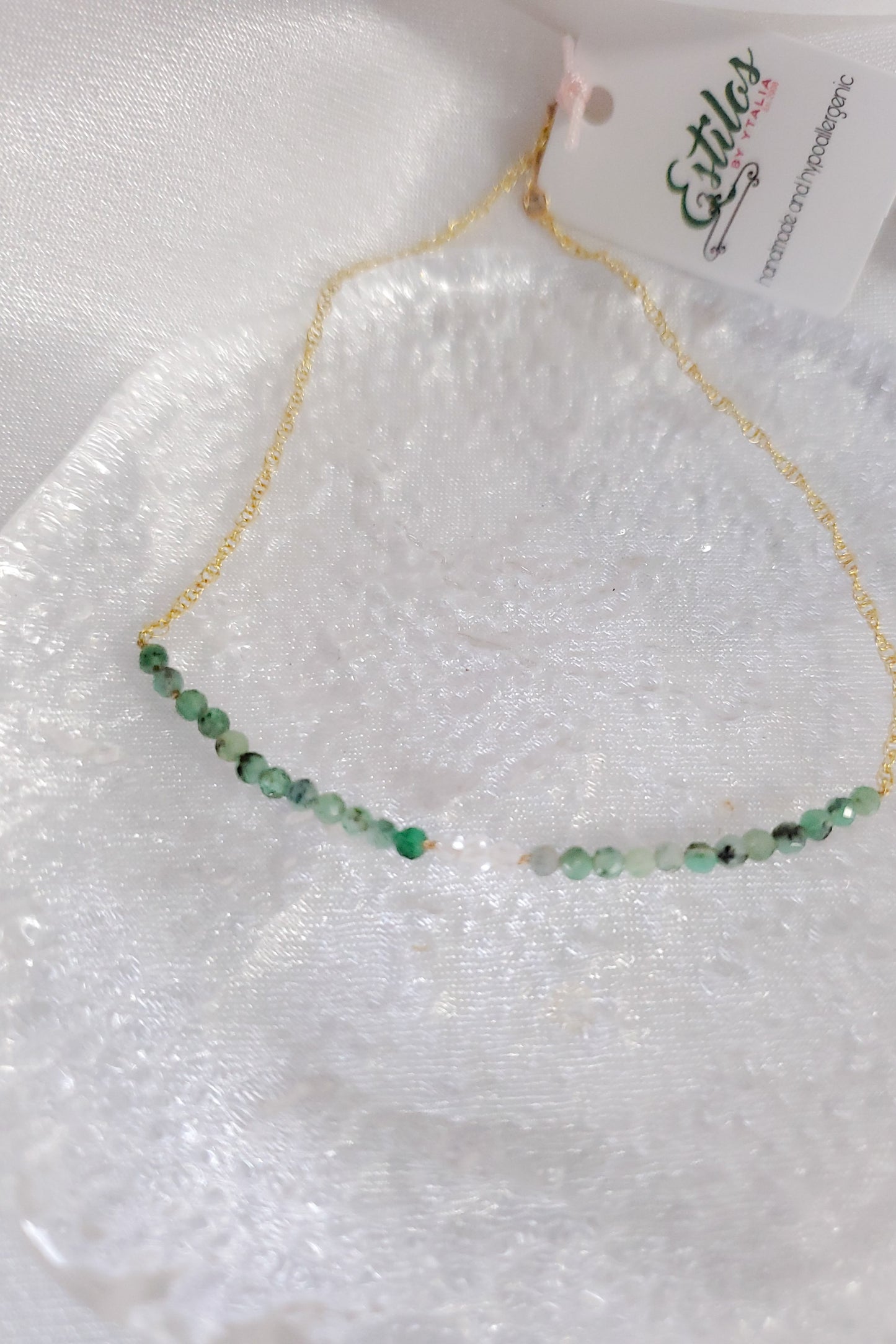 Oro sólido: Raw Emerald + Herkimer Bracelet