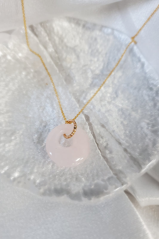 Pink Quartz Donut Necklace