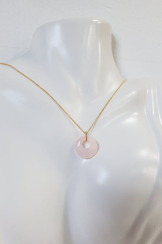 Pink Quartz Donut Necklace