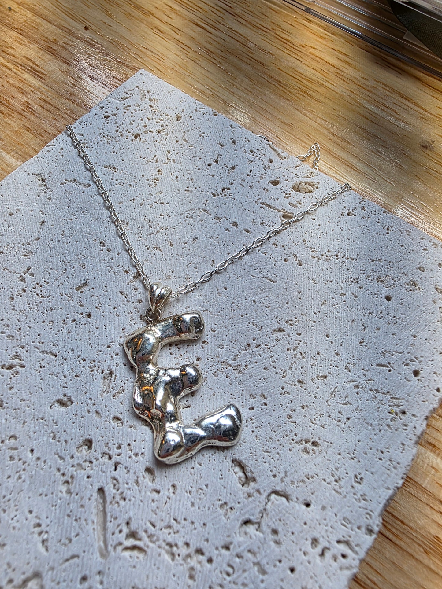 Silver Melting Alphabet Pendant