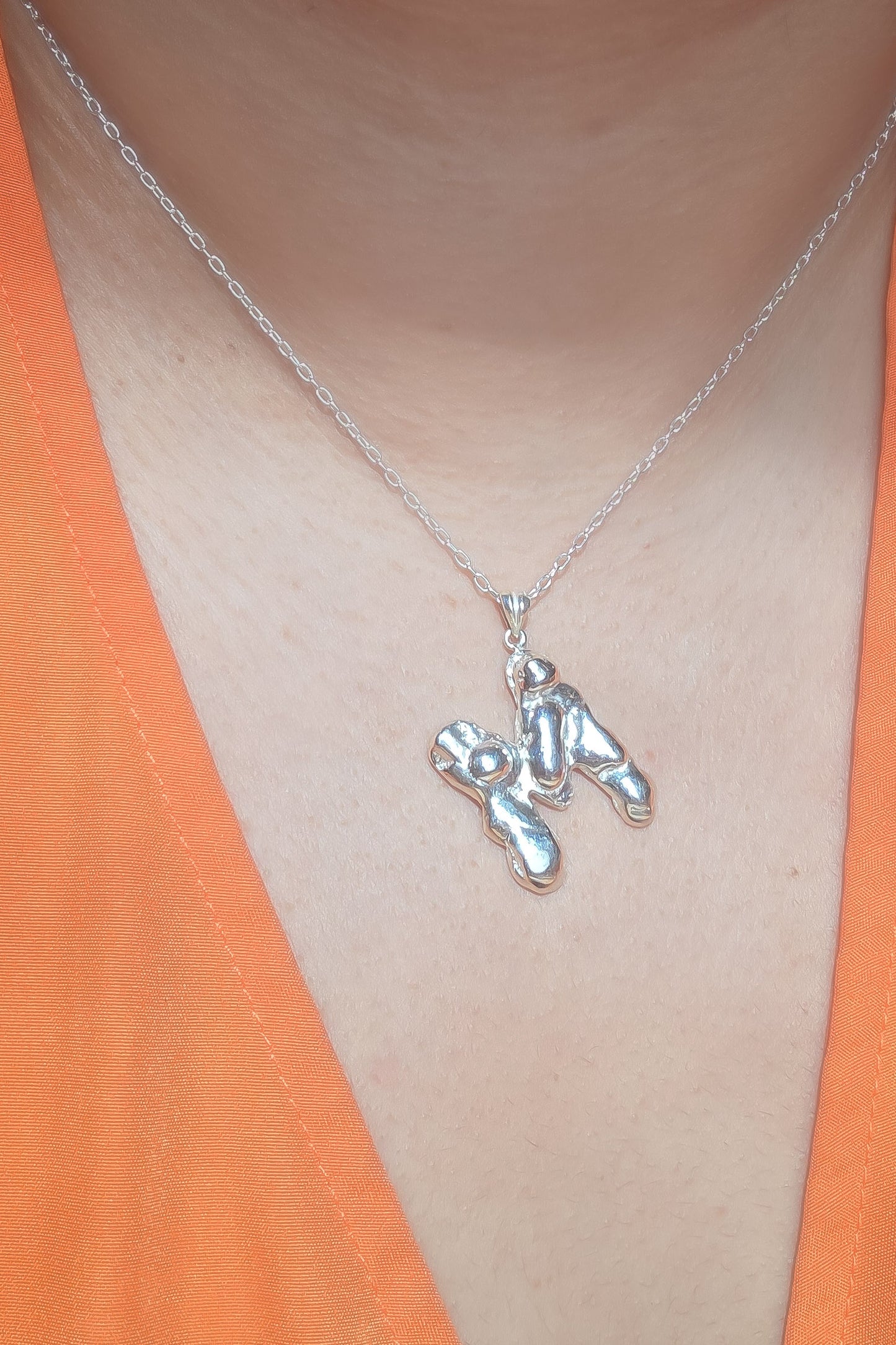 Silver Melting Alphabet Pendant