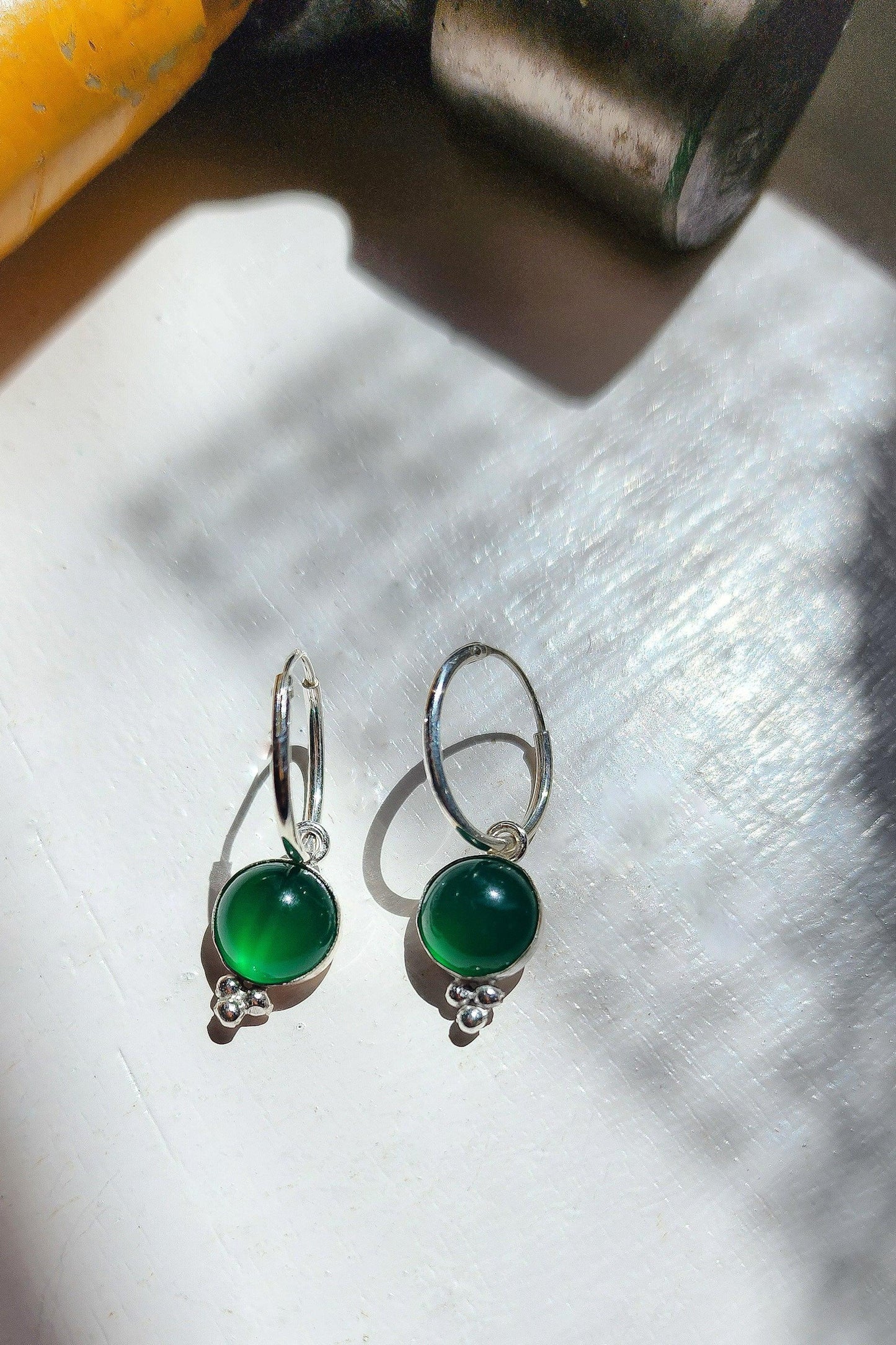 Lalla Earrings Silver : Green Onix - Estilos by Ytalia