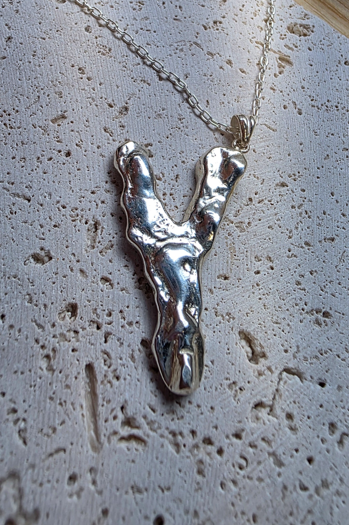 Silver Melting Alphabet Pendant