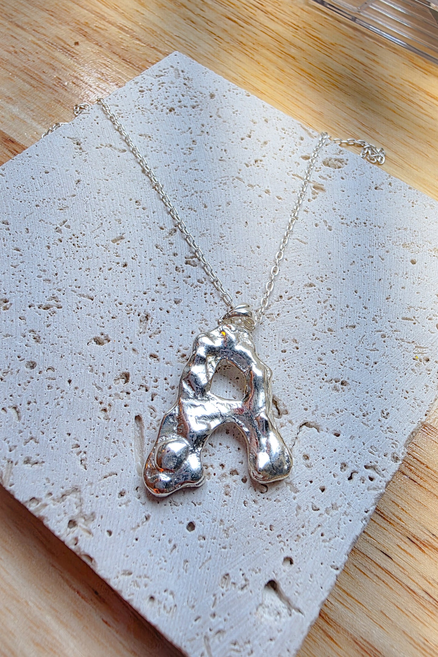 Silver Melting Alphabet Pendant