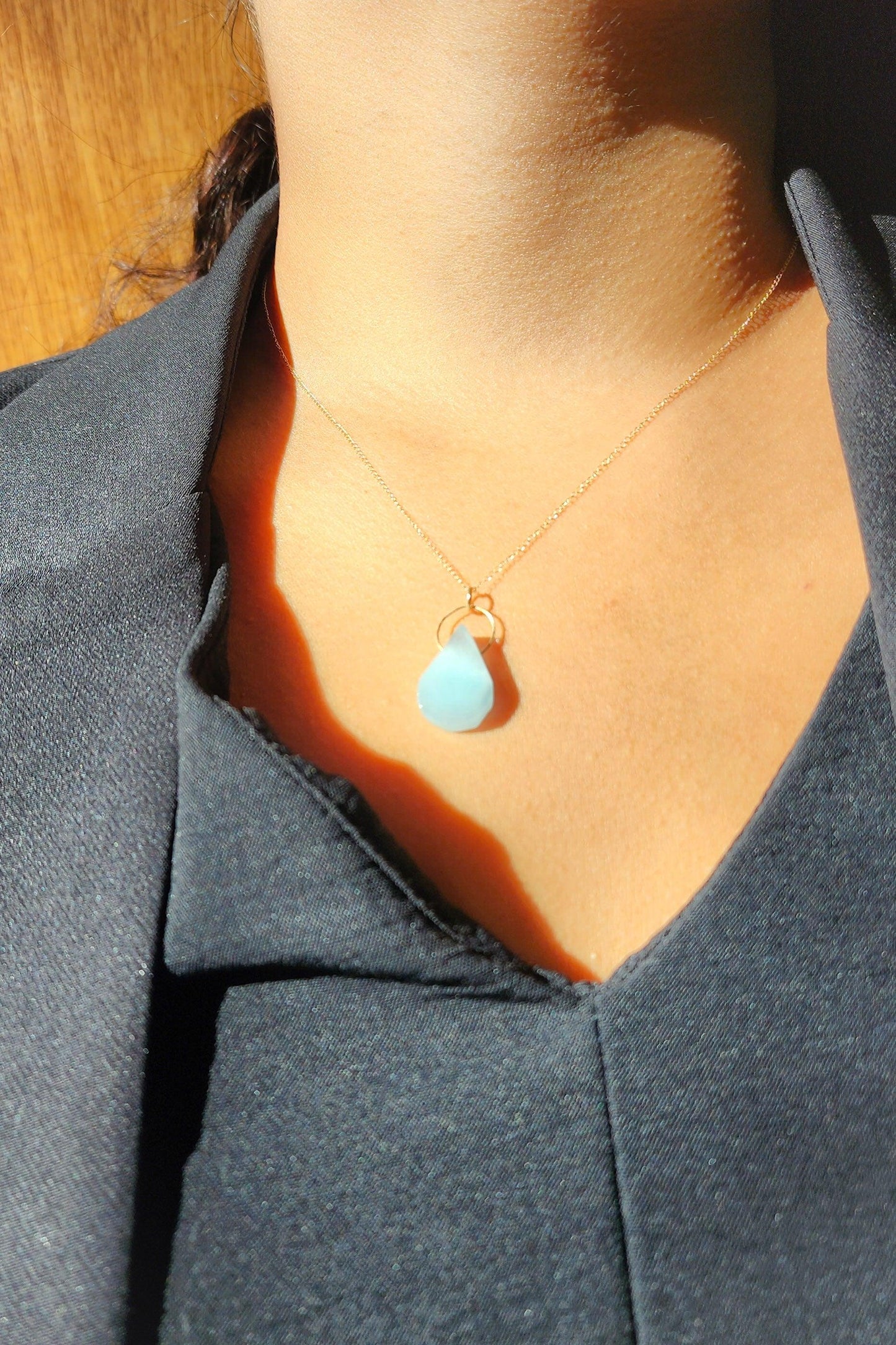 Oro sólido Celeste Necklace: Yemaya Aquamarine - Estilos by Ytalia