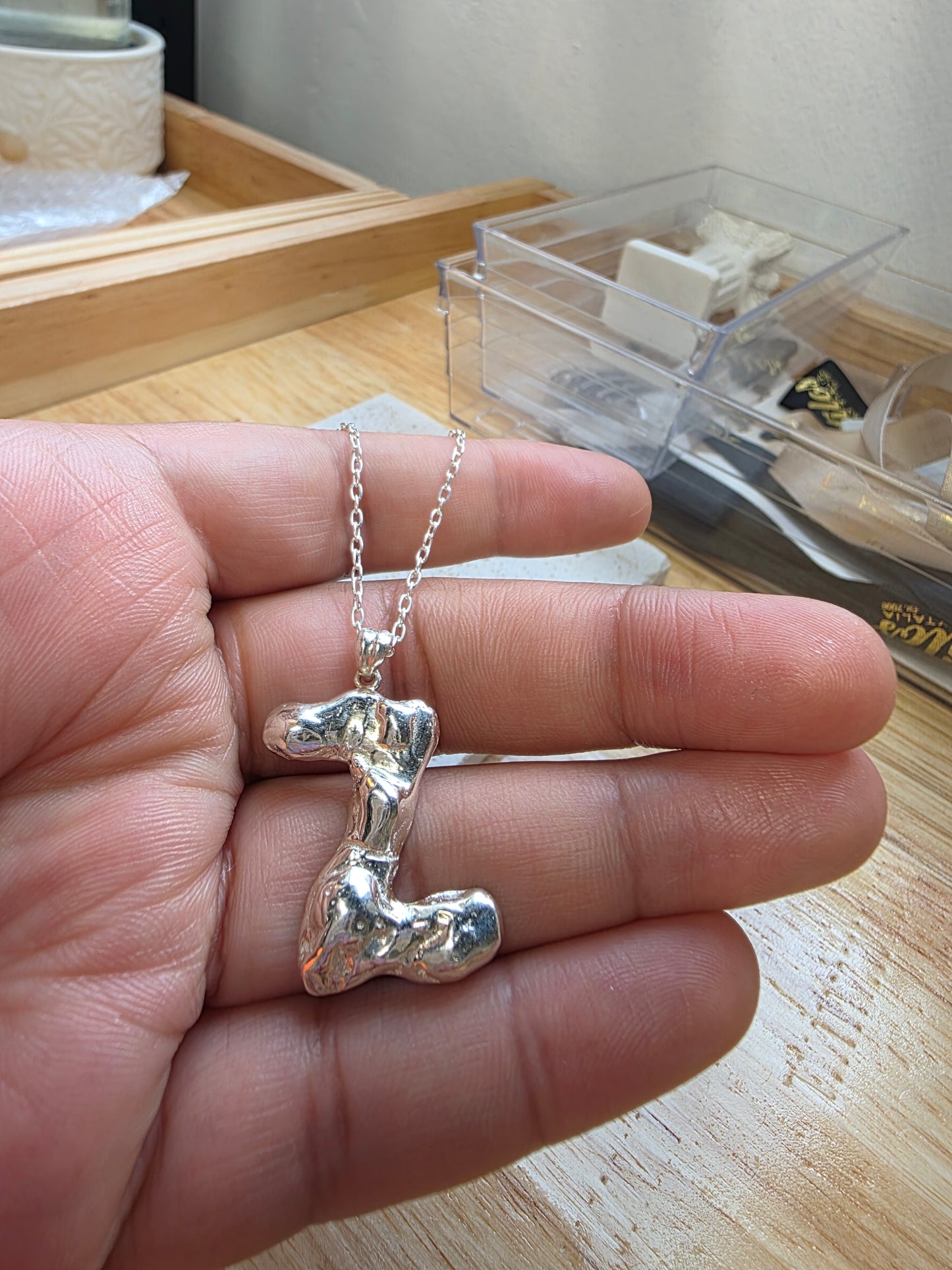 Silver Melting Alphabet Pendant