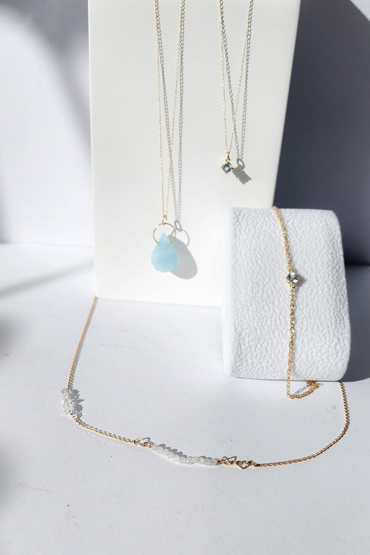 Oro sólido Celeste Necklace: Yemaya Aquamarine - Estilos by Ytalia