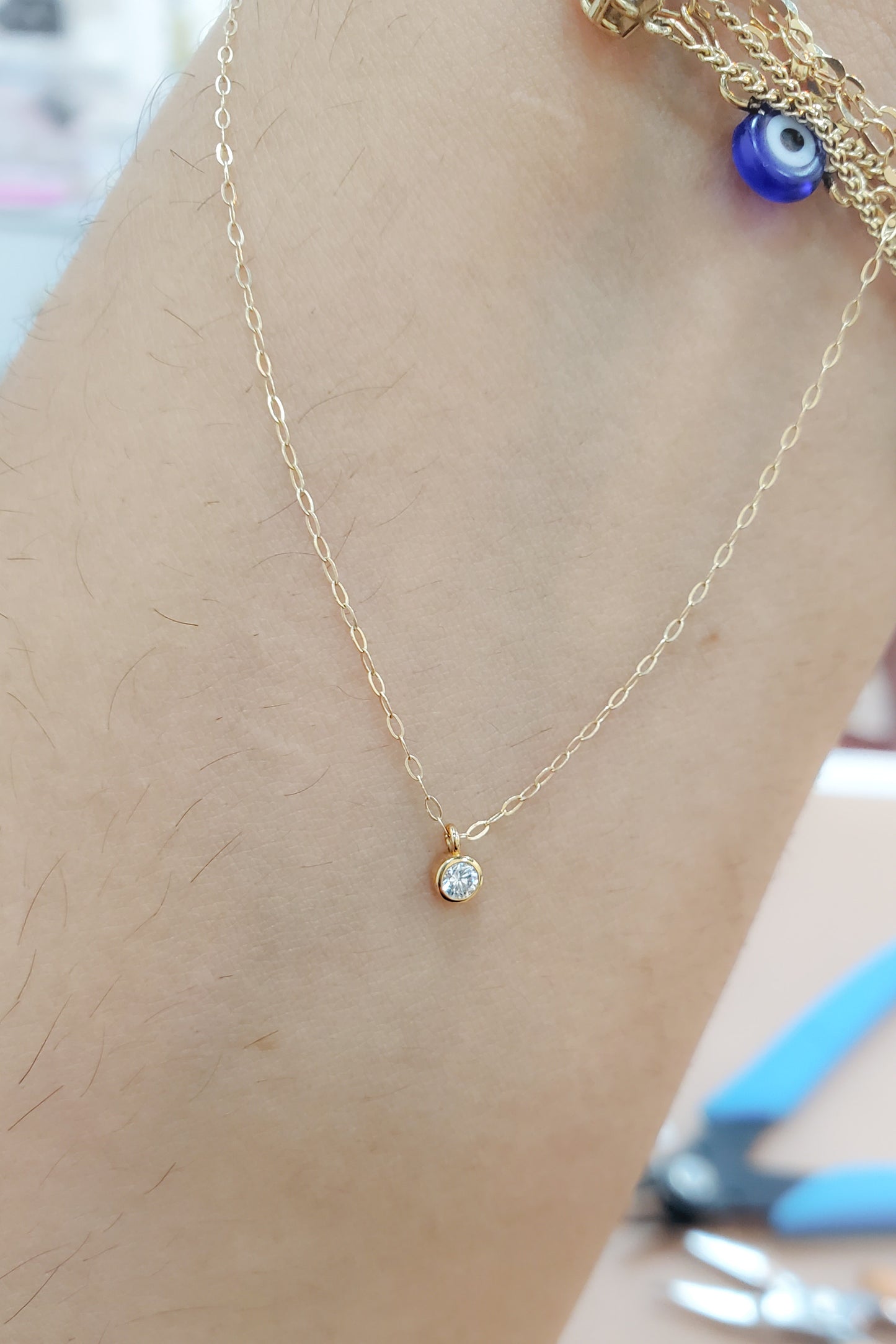 Oro sólido: Natural Tiny Diamond Necklace