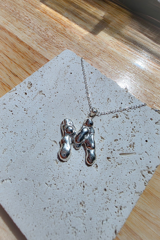 Silver Melting Alphabet Pendant