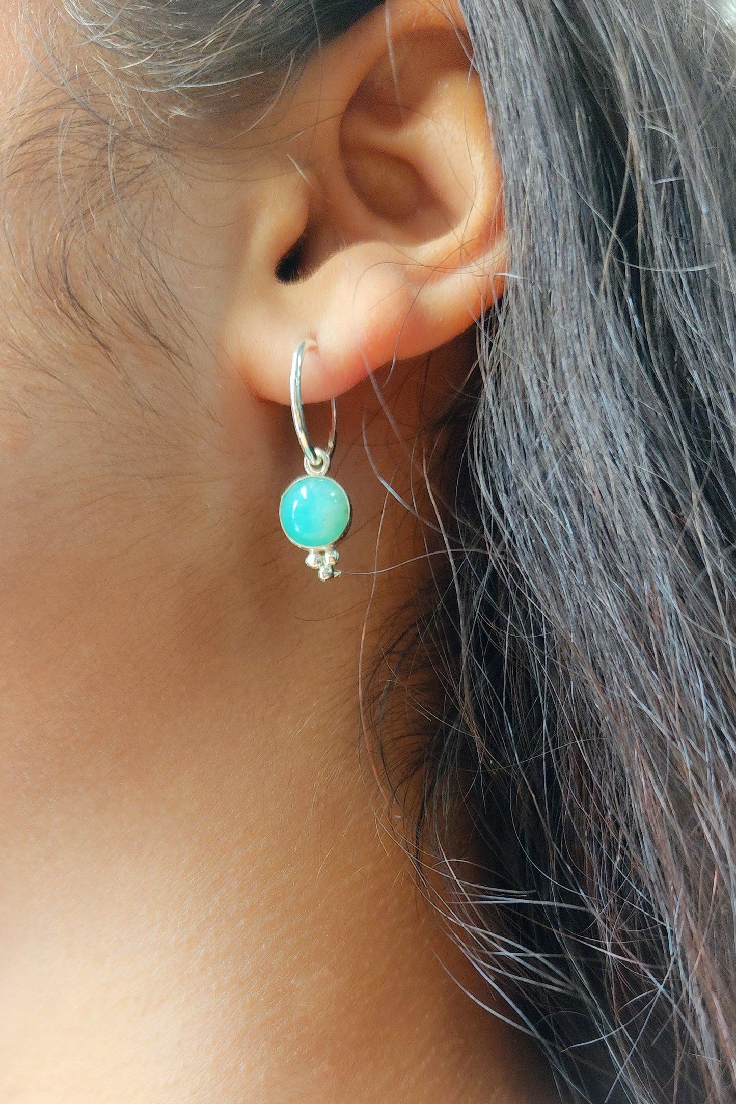 Lalla Earrings Silver: Amazonita
