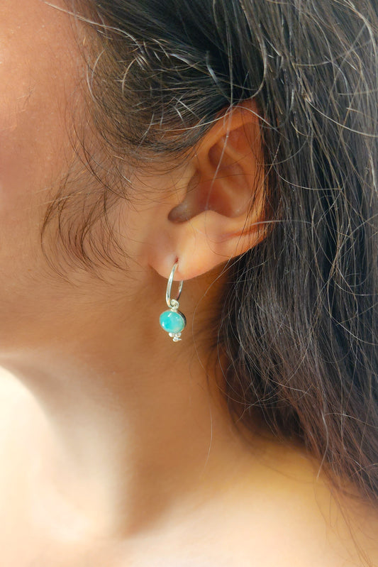 Lalla Earrings Silver: Amazonita