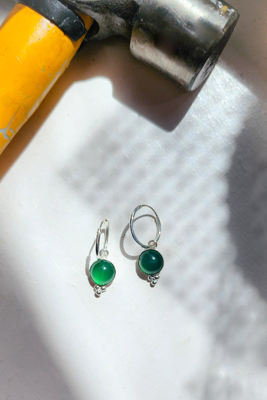 Lalla Earrings Silver : Green Onix
